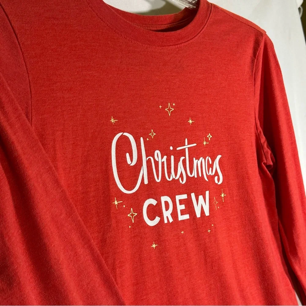 Cat & Jack Long Sleeve Christmas Crew‎ Shirt Sleepwear Pajamas Red Kid's L 12/14